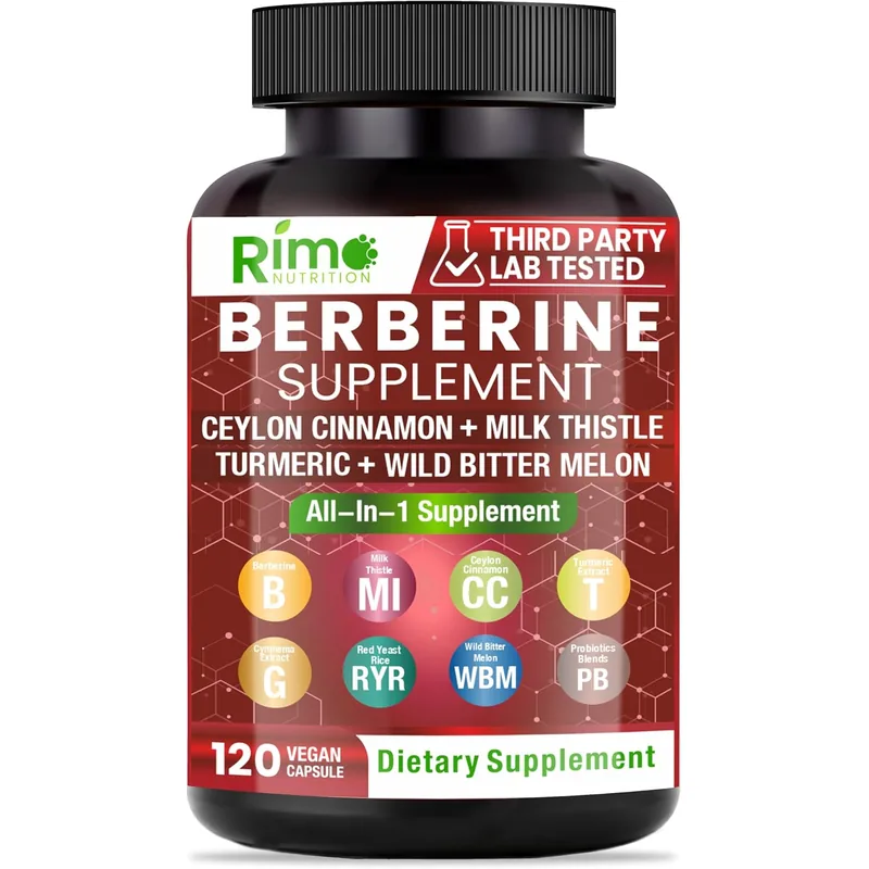 Berberine Supplement 1500mg with Ceylon Cinnamon, Bitter Melon & Gymnema – 8-in-1 Formula – 120 Capsules