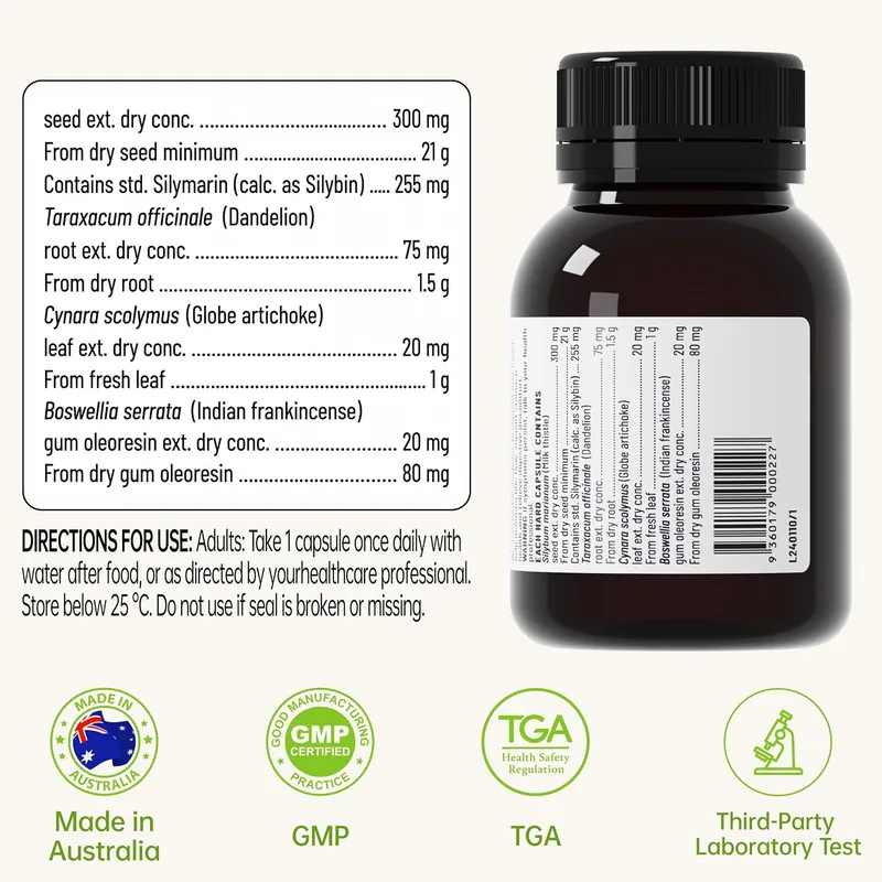 Milk Thistle Liver Support Supplement,30 Capsules,85% Silymarin 2