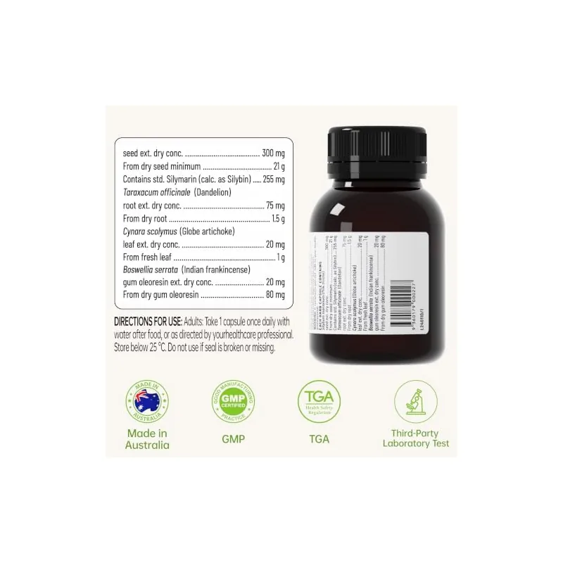 Milk Thistle Liver Support Supplement,30 Capsules,85% Silymarin 3