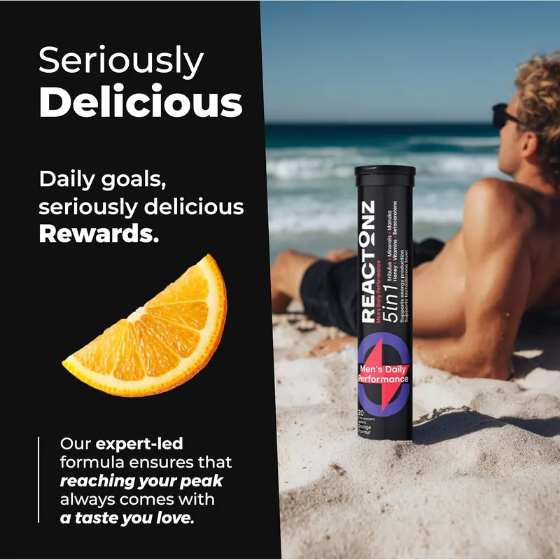 5-in-1 Men’s Performance – Tribulus Terrestris, Manuka Honey, Beta-Carotene, 19 Essential Nutrients including Vitamin C, 3