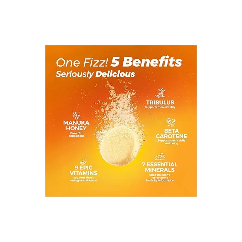 5-in-1 Men’s Performance – Tribulus Terrestris, Manuka Honey, Beta-Carotene, 19 Essential Nutrients including Vitamin C, 6