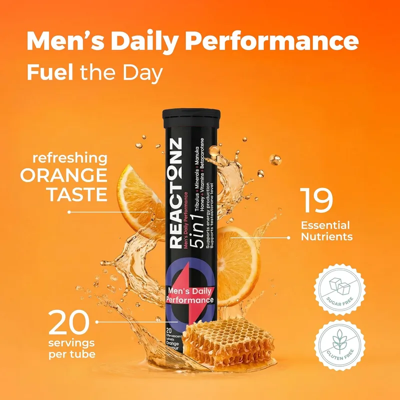 5-in-1 Men’s Performance – Tribulus Terrestris, Manuka Honey, Beta-Carotene, 19 Essential Nutrients including Vitamin C, 7